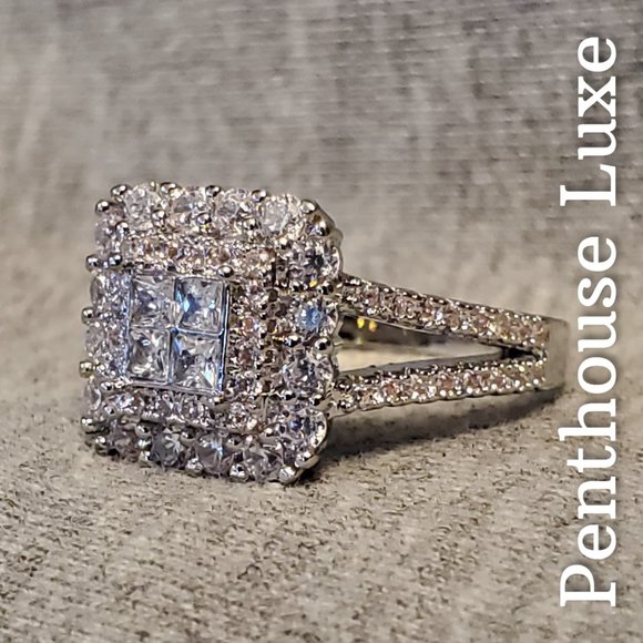 RESTOCKED! Square Double Halo Micro Paved Ring